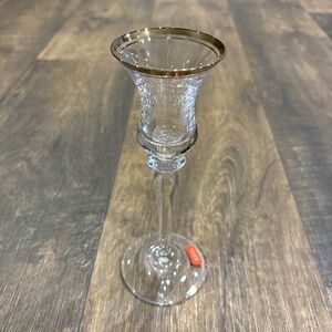 Mikasa Crystal Candlestick Holder Gold Rim Austria 8” Tall Taper Candle Elegant